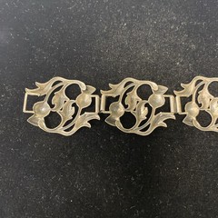 Sterling Silver 7 Inch 30g Panel Bracelet A Repousse Design Of Scottish Thistles