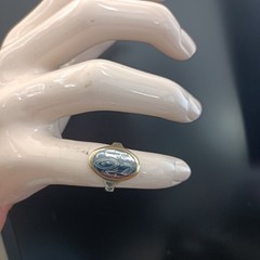 Vintage Silver Niello Ring Oval Floral Gold Frame Russian 875 Soviet Men Women