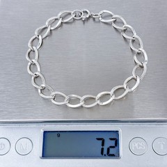 Vintage Sterling Silver 925 Textured Link Chain Bracelet 7″