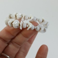 Vintage Milk Glass Bracelet 2 Strand Memory Wire Bracelet