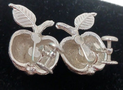 Apple Earrings Clip On Screw Back Accessocraft N.Y.C. SilverTone Teacher #J3-W