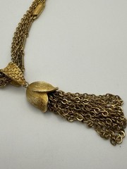 Vintage Gold Tone Multi Strand 24”Lariat Tassel Pendant Necklace