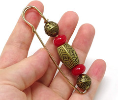 ” 3PCS Vintage Beaded Brooch Large Safety Pins for Sweaters, Shawls, Collars, Dr