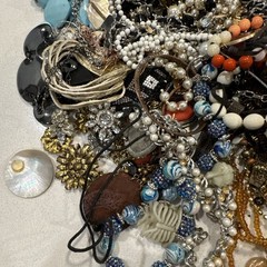 4 Lb + Mixed Costume Jewelry Severely Tangled Lot Wearable & Repair Vintage Hunt