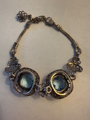 Sterling Silver Blue Topaz Bracelet, Signed DGS 925 Turkey
