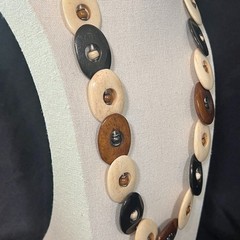 Vintage Bovine Bone & Horn Necklace 23″ Chunky Tribal Style Beads Neutral Earthy