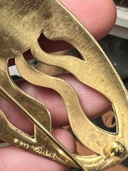 Vintage 1973 Steve Vaubel 18k Gold Plated Vermeil Rising Sun Design Brooch