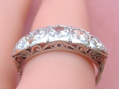 ANTIQUE ART DECO 1.35 ctw OLD DIAMOND PLATINUM 5-STONE COCKTAIL RING 1930 sz 5.5