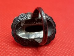 Vintage Uncas Mfg. Sterling Silver 925 Oval Onyx & Marcasite Ring Size 4.5 *