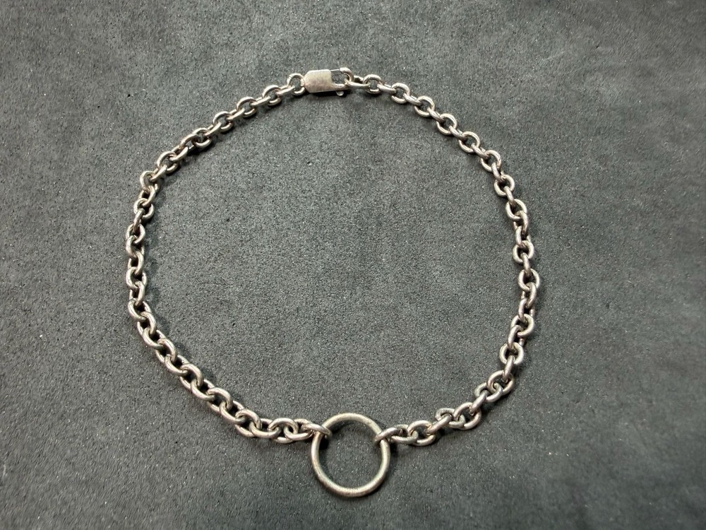 7.29g Vintage Sterling Silver 925 Chain Link Bracelet Circle Charm 9.3 in M