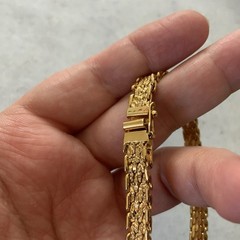 Vintage Monet Gold Woven Bracelet Textured Chain Link Slim Stackable 80s