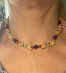 Vintage Signed Carolee Genuine Semiprecious Stones Nuggets Beaded Necklace NWT