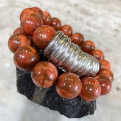 E & L Coral Necklace 17mm Sterling Silver 925 Red Sponge Electroform mag. 18”