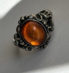 Vintage 925 Sterling Silver Honey Amber Ring Size 6 Stamped BY or BV 4.54g