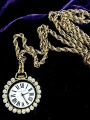 Vintage Huge Otto Grun Mechanical Pocket Watch 62” L. Rope Chain Not Running