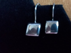 Vintage 925 Sterling Silver Cube shape Wire Earrings