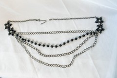 Vintage 90’s Black beaded,rhinestone and silver Statement necklace