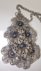 West Germany 1950s–1970s filigree pendant necklace with cabochons