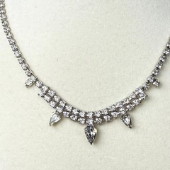 Vintage Kramer Silver Toned Rhinestone Necklace Formal Special Event Glam Party