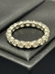 Vintage Sterling Silver Cubic Zirconia Eternity Band Ring Size 7 E20