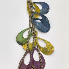 Boho Multicolor Teardrop Fringe Bib Statement Layered Necklace Gold Tone Chain