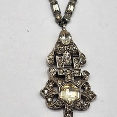 Art Deco Paste Rhinestone Festoon pendant Necklace 1920s antique
