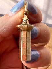 VINTAGE 14K GOLD DIAMOND LIGHTHOUSE CHARM PENDANT SOLID CUSTOM MADE NAUTICAL