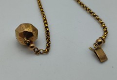 Antique Round Link Solid Y. Gold Chain Engraved Ball Clasp Choker Necklace 17″
