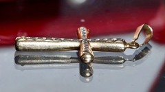 14k multi tone gold pendant 1.35″ diamond cut cross charm vintage 0.70gr N3392