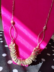 VTG Unique Artisan 33.35grm Necklace 24″ W/Rhodochrosite Faceted Gemstones