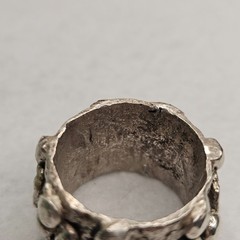 Vintage Brutalist Sterling Silver Abstract Figural Wide Band Ring Size 10 26.85g