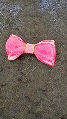 Vintage Transparent Pink Lucite GP Thread Bow Brooch Pin 2 Inch