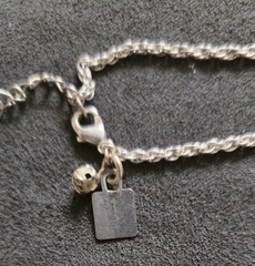 John Wind Sorority Gal Cotton faux Pearl Initial Necklace Letter H Silver tone