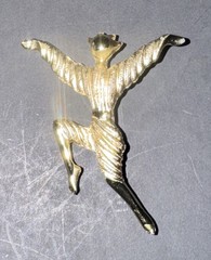 Gold Tone Dancer Brooch Mid Century Russian Ballet Ballerina Pin Vintage MCM