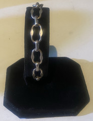 Vintage Modernist 950 Fine Silver Oval Link Bracelet 7.5″ Hand Hammered 10.8g