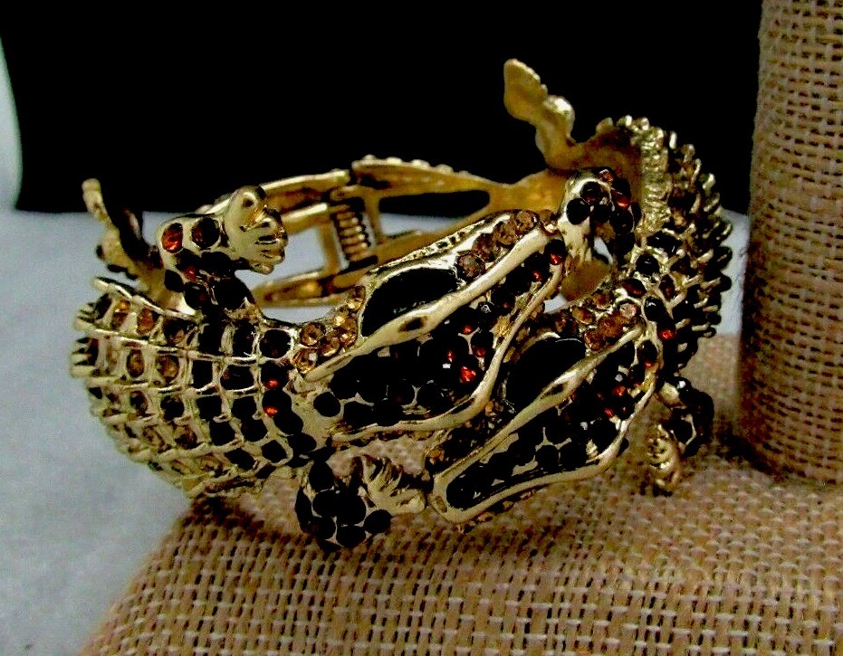 Kenneth J Lane TWO TWISTED TOPAZ crystal Alligator ALLIGATORS Bracelet NEW