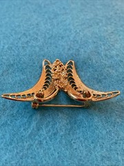 925 Sterling Silver Vintage Signed BEAU Filigree Floral BUTTERFLY Pin Brooch