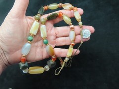 Vintage Gorgeous Natural Stone Bead Necklace w/Adjustable Cord