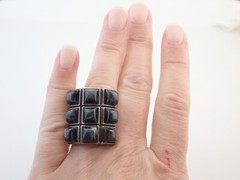 Vintage David Andersen D-A Signed Norway BIG Modernist Labradorite Sterling Ring