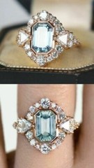 Art Deco 3.50 Ct Emerald Cut Aquamarine Vintage Wedding Ring 14K Yellow Gold FN
