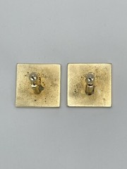 Vintage Swank square mens cufflinks raised etched leaf motif with black enamel
