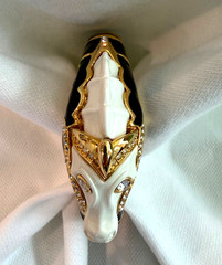 KJL Kenneth Jay Lane Seahorse Hinged Black & White Enamel & Rhinestones Bracelet