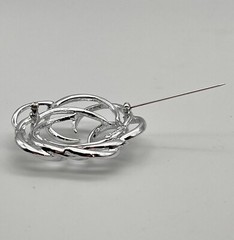 Vintage Sarah Coventry Tailored Swirl Pin Silver Tone 2.25 in Diameter