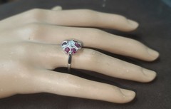 Platinum Vintage Engagement Ring 1.53ct. Natural Ruby Round Shape Diamond