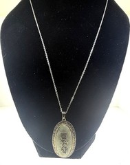 Vintage Sterling Silver 20″ Necklace w/ Jade Pendant 福禄寿 Chinese Blessing 11.1g