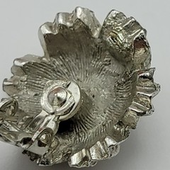 Vintage Flower Burst Clip On Stud Earrings Silver Tone 21mm