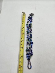 Vintage Mixed Trade Bead Bracelet Cobalt Glass Amethyst Millefiori Heishi Multi