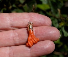 Victorian 14K Coral Figa Talisman Pendant