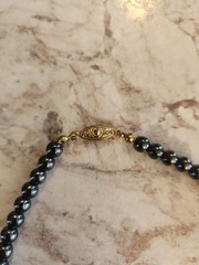 Vintage Hematite 16″ Necklace with Hematite Stud Earrings