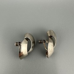 Vintage Sterling Silver Modernist Earrings Abstract Sculptural Screw Back MCM